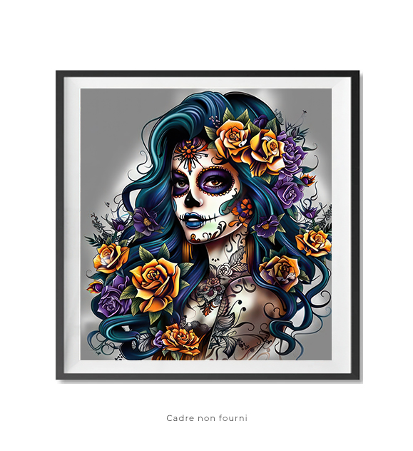 Tableaux, objet décoratifs Pop Art Skull roses tattoo