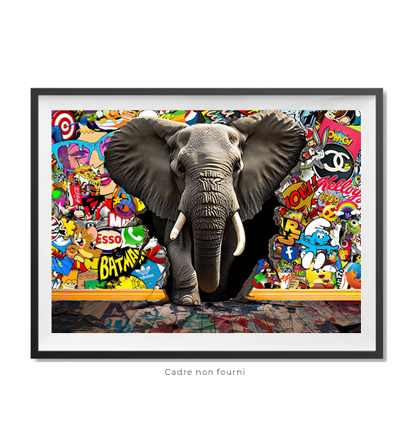 Eléphant Wall Pop Art