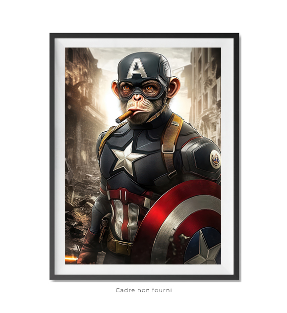 Tableaux, objet décoratifs Pop Art Captain America Singe