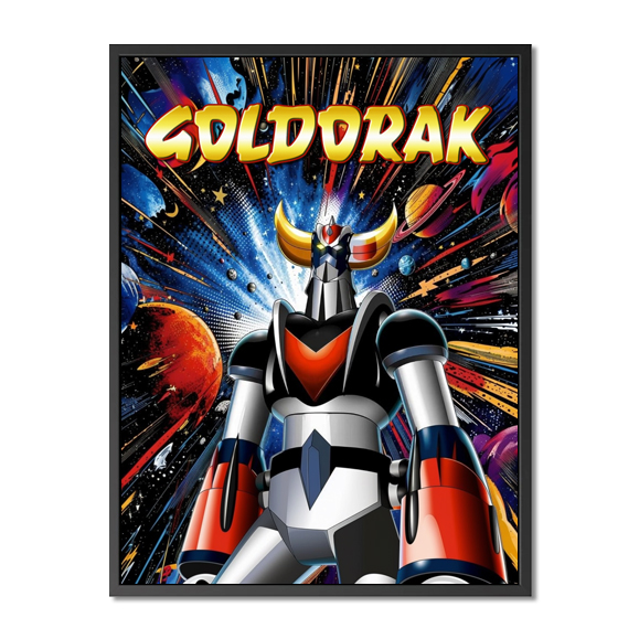 Le tableau Goldorak Pop Art présente le célèbre robot de science-fiction en position centrale, vu...