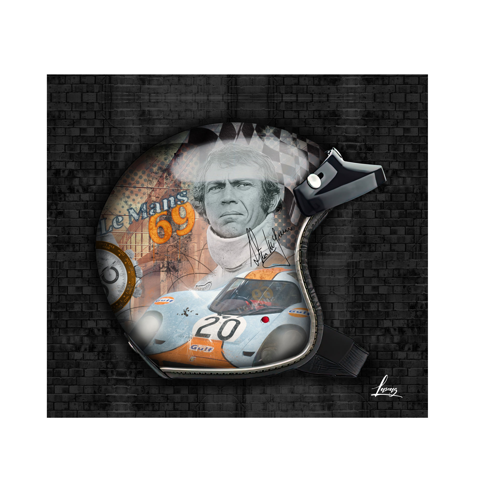 Tableau automobile - Helmet Le Mans 69