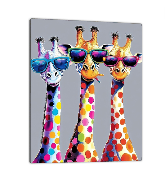 Tableau pop art - Tableau Girafes Color - Décoration Murale Animal Savane