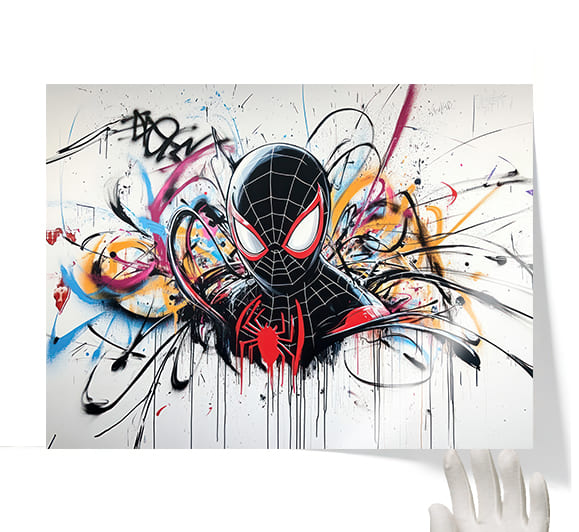 Tableau pop art - Spiderman Grafitti Noir