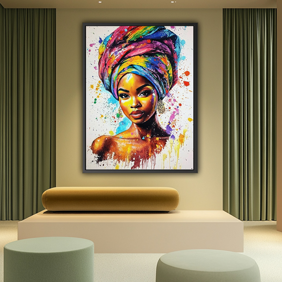 Tableau pop art - Femme Africaine au Turban