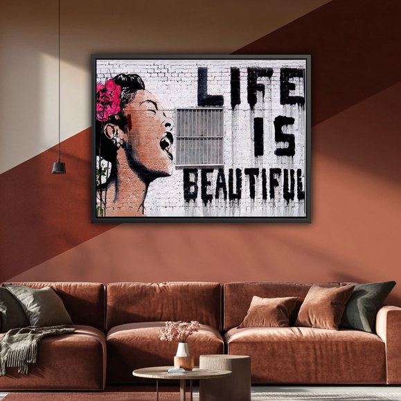 Tableau pop art - Bansky life is Beautiful