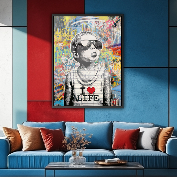 Tableau pop art - Bansky Love Life