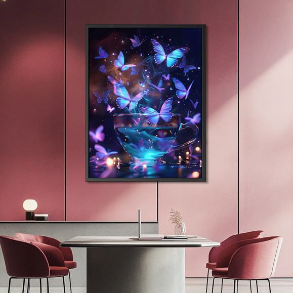 Tableau contemporain - Bioluminescent butterflies