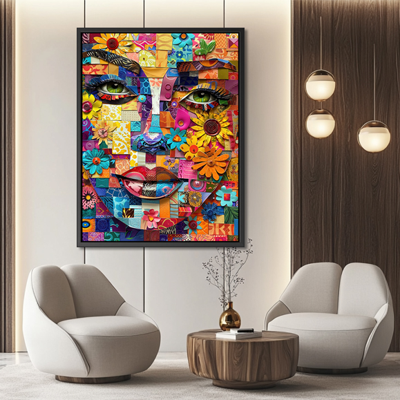 Tableau contemporain - Colorful mosaic of a woman