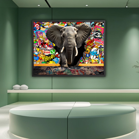 Tableau pop art - Eléphant Wall Pop Art