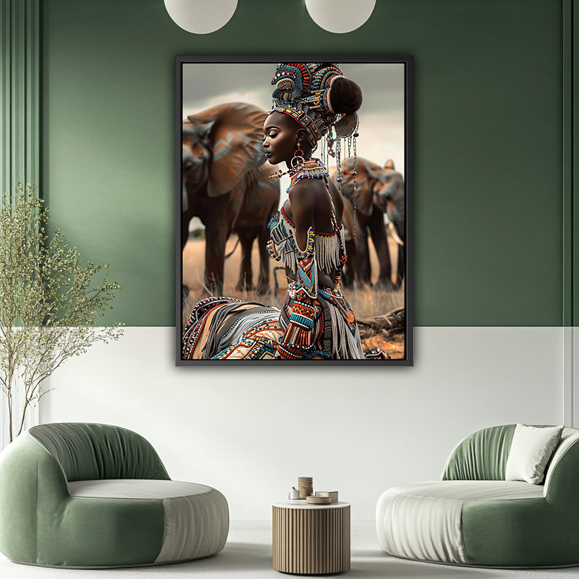 Tableau pop art - African Wife & elephant