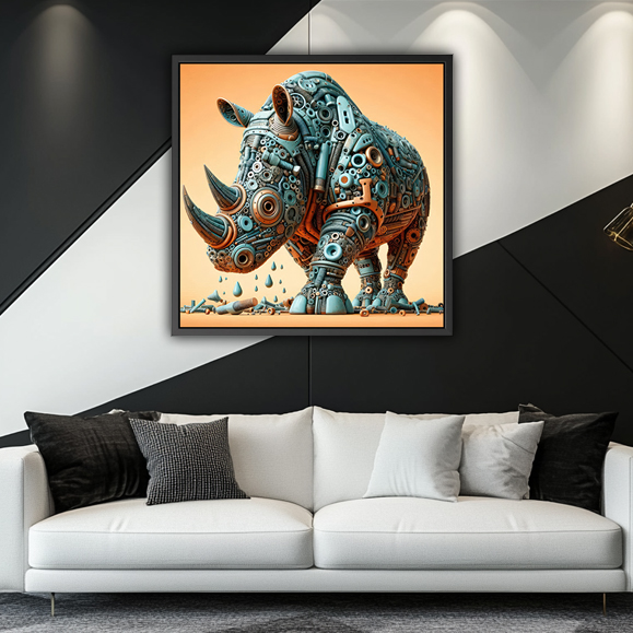 Tableau pop art - Metal Iron Rhinocéros