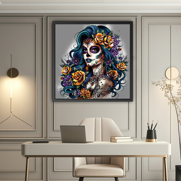 Tableau pop art - Skull roses tattoo